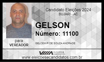 Candidato GELSON 2024 - BUJARI - Eleições