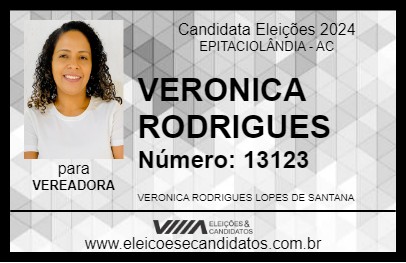 Candidato VERONICA RODRIGUES 2024 - EPITACIOLÂNDIA - Eleições