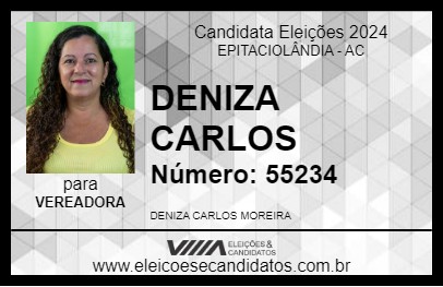 Candidato DENIZA CARLOS 2024 - EPITACIOLÂNDIA - Eleições