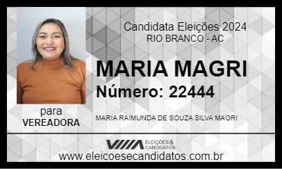 Candidato MARIA MAGRI 2024 - RIO BRANCO - Eleições