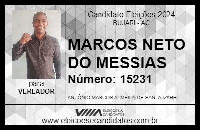 Candidato MARCOS NETO DO MESSIAS 2024 - BUJARI - Eleições