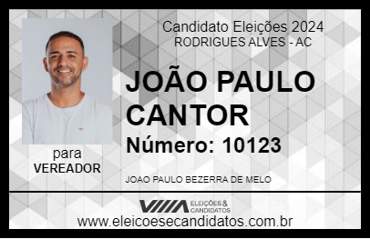 Candidato JOÃO PAULO CANTOR 2024 - RODRIGUES ALVES - Eleições