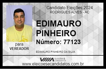 Candidato EDIMAURO PINHEIRO 2024 - RODRIGUES ALVES - Eleições