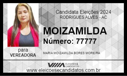 Candidato MOIZAMILDA 2024 - RODRIGUES ALVES - Eleições