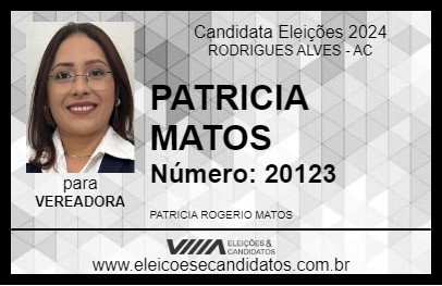 Candidato PATRICIA MATOS 2024 - RODRIGUES ALVES - Eleições