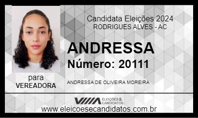 Candidato ANDRESSA 2024 - RODRIGUES ALVES - Eleições