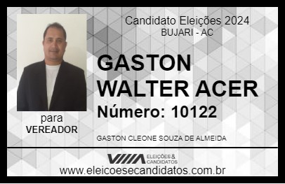 Candidato GASTON WALTER ACER 2024 - BUJARI - Eleições