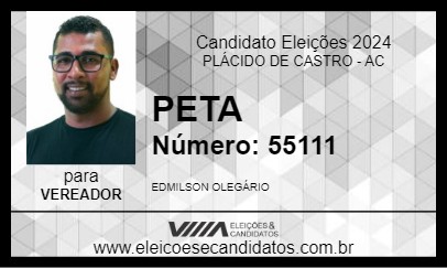 Candidato PETA 2024 - PLÁCIDO DE CASTRO - Eleições