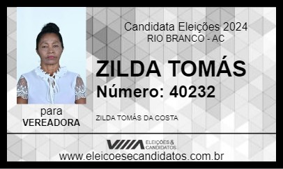 Candidato ZILDA TOMÁS 2024 - RIO BRANCO - Eleições