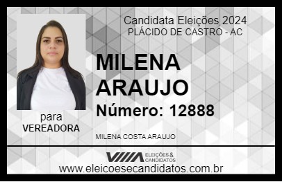 Candidato MILENA ARAUJO 2024 - PLÁCIDO DE CASTRO - Eleições