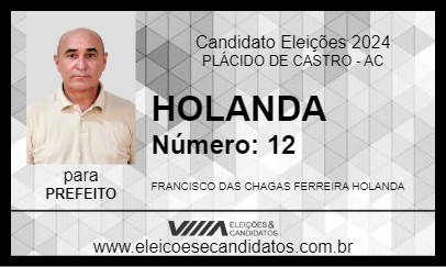 Candidato HOLANDA 2024 - PLÁCIDO DE CASTRO - Eleições