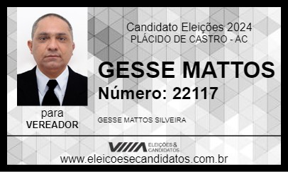 Candidato GESSE MATTOS 2024 - PLÁCIDO DE CASTRO - Eleições