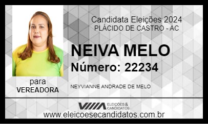 Candidato NEIVA MELO 2024 - PLÁCIDO DE CASTRO - Eleições