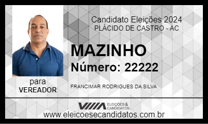 Candidato MAZINHO 2024 - PLÁCIDO DE CASTRO - Eleições