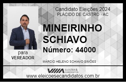 Candidato MINEIRINHO SCHIAVO 2024 - PLÁCIDO DE CASTRO - Eleições