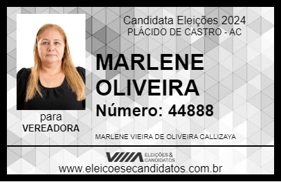 Candidato MARLENE OLIVEIRA 2024 - PLÁCIDO DE CASTRO - Eleições