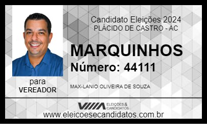 Candidato MARQUINHOS 2024 - PLÁCIDO DE CASTRO - Eleições