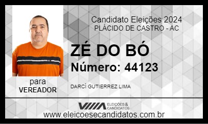 Candidato ZÉ DO BÓ 2024 - PLÁCIDO DE CASTRO - Eleições