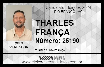 Candidato THARLES FRANÇA 2024 - RIO BRANCO - Eleições