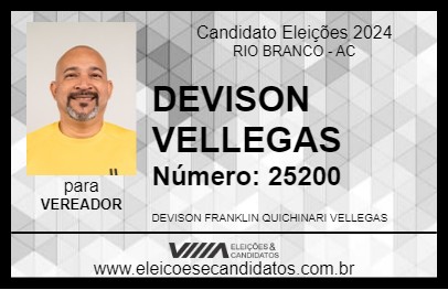 Candidato DEVISON VELLEGAS 2024 - RIO BRANCO - Eleições