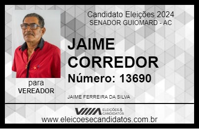 Candidato JAIME CORREDOR 2024 - SENADOR GUIOMARD - Eleições