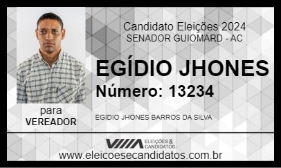 Candidato EGÍDIO JHONES 2024 - SENADOR GUIOMARD - Eleições