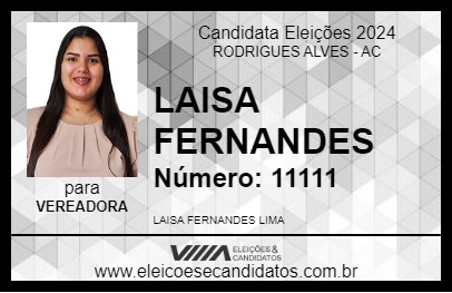 Candidato LAISA FERNANDES 2024 - RODRIGUES ALVES - Eleições