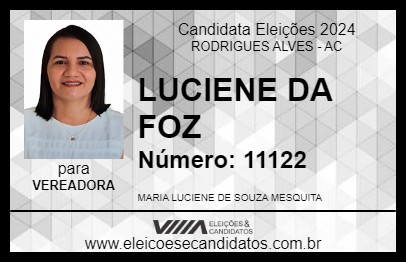 Candidato LUCIENE DA FOZ 2024 - RODRIGUES ALVES - Eleições