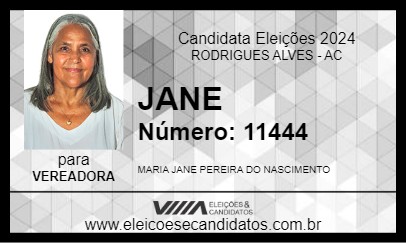 Candidato JANE 2024 - RODRIGUES ALVES - Eleições