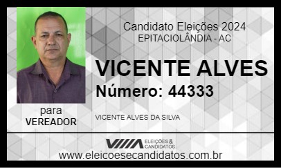 Candidato VICENTE ALVES 2024 - EPITACIOLÂNDIA - Eleições