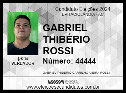 Candidato GABRIEL THIBÉRIO ROSSI 2024 - EPITACIOLÂNDIA - Eleições