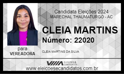 Candidato CLEIA MARTINS 2024 - MARECHAL THAUMATURGO - Eleições