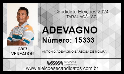 Candidato ADEVAGNO 2024 - TARAUACÁ - Eleições