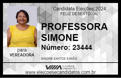 Candidato PROFESSORA SIMONE 2024 - FELIZ DESERTO - Eleições