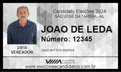 Candidato JOAO DE LEDA 2024 - SÃO JOSÉ DA TAPERA - Eleições