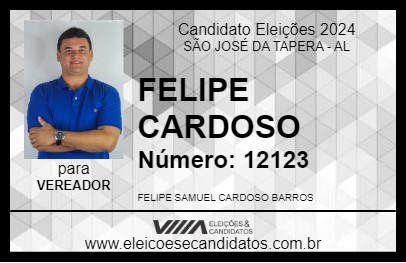 Candidato FELIPE CARDOSO 2024 - SÃO JOSÉ DA TAPERA - Eleições