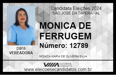 Candidato MONICA DE FERRUGEM 2024 - SÃO JOSÉ DA TAPERA - Eleições