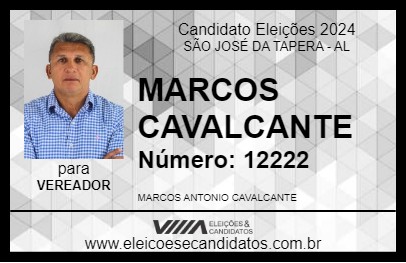 Candidato MARCOS CAVALCANTE 2024 - SÃO JOSÉ DA TAPERA - Eleições