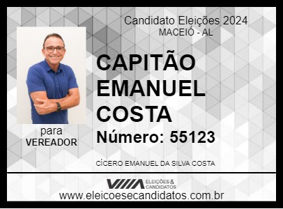 Candidato CAPITÃO EMANUEL COSTA 2024 - MACEIÓ - Eleições