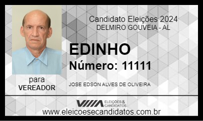 Candidato EDINHO 2024 - DELMIRO GOUVEIA - Eleições