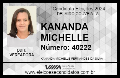 Candidato KANANDA MICHELLE 2024 - DELMIRO GOUVEIA - Eleições