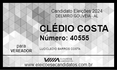 Candidato CLÉDIO COSTA 2024 - DELMIRO GOUVEIA - Eleições