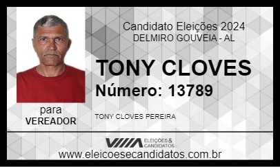 Candidato TONY CLOVES 2024 - DELMIRO GOUVEIA - Eleições