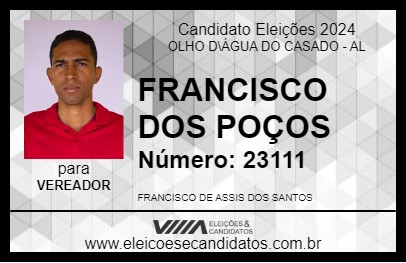 Candidato FRANCISCO DOS POÇOS 2024 - OLHO D\ÁGUA DO CASADO - Eleições