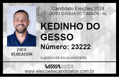 Candidato KEDINHO DO GESSO 2024 - OLHO D\ÁGUA DO CASADO - Eleições