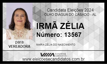 Candidato IRMÃ ZÉLIA 2024 - OLHO D\ÁGUA DO CASADO - Eleições