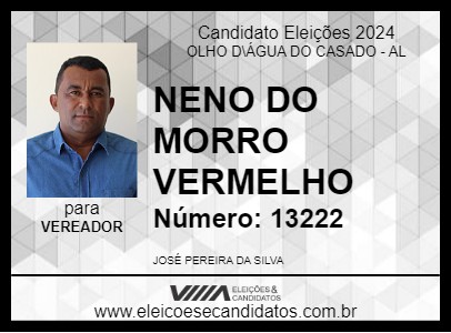 Candidato NENO DO MORRO VERMELHO 2024 - OLHO D\ÁGUA DO CASADO - Eleições