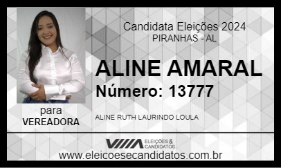 Candidato ALINE AMARAL 2024 - PIRANHAS - Eleições