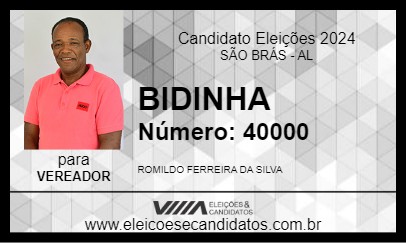 Candidato BIDINHA 2024 - SÃO BRÁS - Eleições