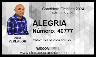 Candidato ALEGRIA 2024 - SÃO BRÁS - Eleições